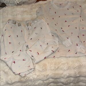 Victoria's Secret White Pajama Set with Red and Black Print